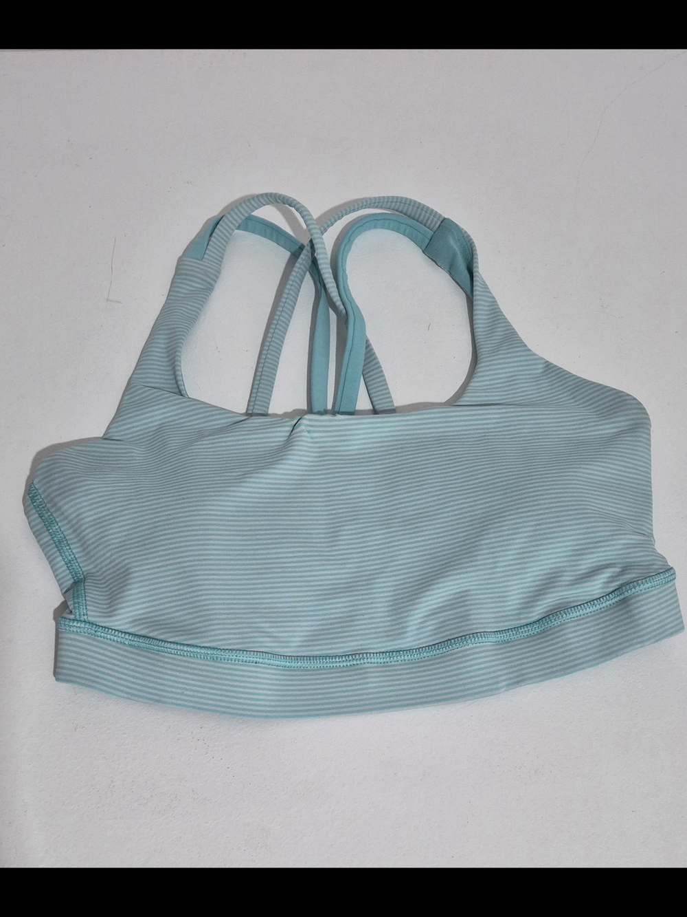 Lululemon Aqua & White Striped Sports Bra